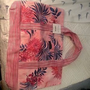 NWT Pink Flowered canvas beach tote